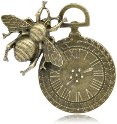 Olivia Pearl Designs Set 3 Large Bronze Tone Bee & Clock Charm Pendant Conector Jewelry Making
