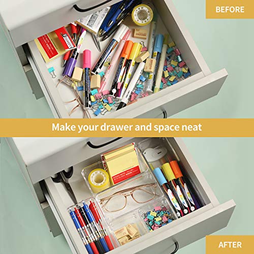 Mebbay 10pcs Clear Plastic Drawer Storage Box Desktop Manager Organier