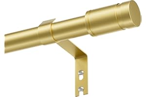 PeSenp Gold Curtain Rod for Windows 48 to 84 Inch, 5/8 Inch Decorative Splicing Curtain Rod Set with Brackets for Bedroom, Li