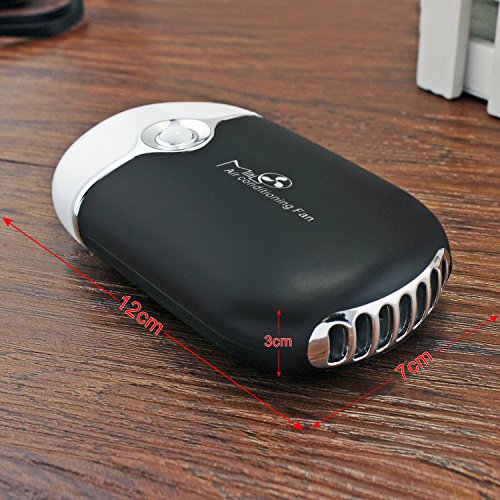ESUMIC Portable Mini Air Conditioner Travel Handheld USB Rechargeable Cooling Fan for Summer (Black) - Thumbnail 3
