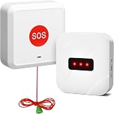 Zuomeng Emergency Call Light System with Pull Cord and Call Button, 60dB 80dB 100dB Adjustable Volume Alarm, Waterproof, 300 Feet Wireless Range, Designed for Accidental Falls in the Bathroom