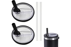 HWHIEUAIK 2 Pack 40 oz Tumbler Flip Straw Lid Replacement fit for Stanley Quencher, Spill Proof Splash Resistant Tumbler Lids,Reusable Leak Proof Tumbler Cover for Stanley Cup Accessories