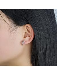 Shegrace - Pendientes de plata de ley 925 con diseño de estrella de mar y circonitas AAA
