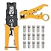 Coaxial Crimping Stripping Tool, Proster Wire Terminal Crimper with Wire Stripper Cutter And 15 F-Type Connector Adjustable Connector F/BNC/RCA Cable Coaxial/ Network/ UTP/STP Cable RG 59/ 6 RG 7/11