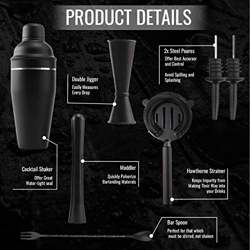 Cocktail-Shaker Set, 24 oz Drink Mixer Shaker mit Zubehör, Barkeeper-Kit Bar-Set inkl. Martinischaker, Mojito Stößel… – Bild 5