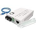 Single Mode Gigabit Fiber Media Converter - Built-In Fiber Module 20 km (12.42 miles) SC – to UTP Cat5e Cat6 10/100/1000 RJ-45 – Auto Sensing Gigabit or Fast Ethernet Speed - Jumbo Frame - LLF Support