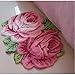 USTIDE Pink Rose Rug, Rustic Flower Carpet, Handmade Romantic Non- Slip Area Rugs, Doormat for Bathroom Living Room/Bedroom, Small Bath Rug (1.97FTx2.3FT)