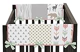 Baby Crib Side Rail Guard Wrap Covers Teething Protector for Coral, Mint and Grey Woodsy Girl Bedding Collection