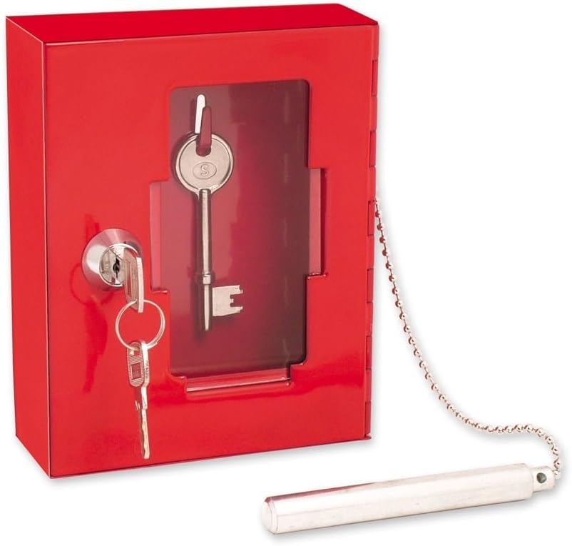 Sterling EB01 Emergency Key Box, with Brak Glass Hammer,Red,120mm x 150mm x 40mm