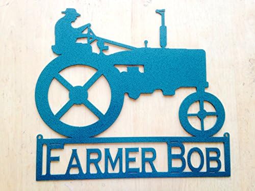 Man on Tractor Custom Name Metal Wall Art (H15)