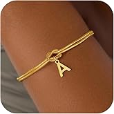 Decholly Gold Initial Bracelets for Women Girls - 18K Gold Plated Knot Initial Bracelet Teen Girl Gifts Trendy Stuff Dainty Gold Bracelets for Women Girls Jewelry Gifts