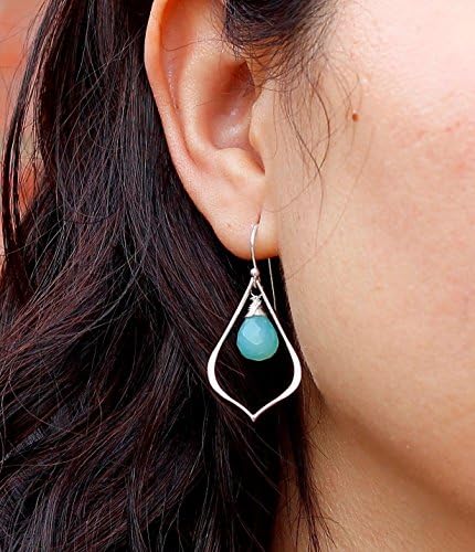 Customized Gemstone or Birthstone Earrings, Modern Teardrop Frame Earrings, Silver or Gold Bohemian Earrings, Choose your stone