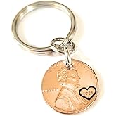 Tucker's Trinkets And Treasures 2025 Lucky Penny Keychain, Metal, Round, Authentic US Coin with Heart Design, Commemorative Last Year Edition, Made in USA