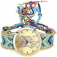 MINILUJIA Bohemia Adjustable Dreamcatcher Watch Dream Catcher Handmade Rope Bracelet Women Wrist Watch with Free Colorful Rope Bracelet