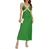 OWNGIGI Womens Sleeveless V-Neck Boho Maxi Sundress Lace High Waist Beach A Line Long Dresses