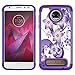 Moto Z2 Force Edition Case,Moto Z2 Force Case,Yiakeng Dual Layer Armor Hard Slim Hybrid Phone Cover Case for Motorola Moto Z2 Force Droid/Moto Z Force (2nd Generation) (Purple Flower)