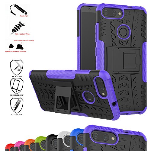 Zenfone Max Plus Case,Mama Mouth Shockproof Heavy Duty Combo Hybrid Rugged Dual Layer Grip Cover with Kickstand For Asus Zenfone Max Plus (M1) ZB570TL (With 4 in 1 Free Gift Packaged),Purple