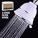 AquaCare By Hotel Spa Filtered Shower Head 4 Inch Chrome Face 6 Setting Showerhead with 3 Stage Shower Filter Cartridge Inside. (Dual White/Chrome Finish)