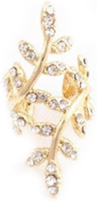 Amesii New Women’s Punk Rock Retro Earring Crystal Leaf Ear Cuff Warp Clip Ear Stud
