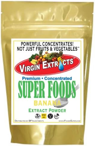Virgin Extracts (TM) Pure Premium Raw Freeze Dried Organic Banana Powder Extract Concentrate (5 X Stronger) 8oz Pouch Banana Powder Bananas Superfood