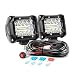Nilight LED Light Bar 2PCS 60W 4 Inch Flood Spot Combo LED Work Light Pods Triple Row Work Driving Lamp with 12 ft Wiring Harness kit - 2 Leads,2 Year Warranty