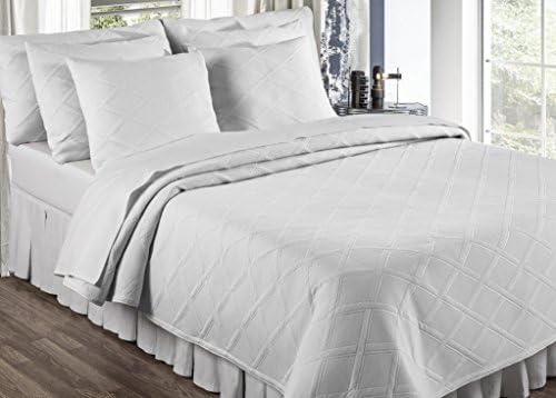 Europa Fine Linens Evora Matelasse Bedding, Coverlet Full/Queen Size 84-Inch by 96-Inch, White