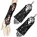 Pinkmerry Short Beading Sequins Black Lace Fingless Gloves for Women's (FBA)
