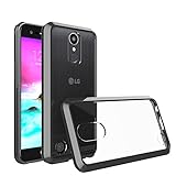LG K20 V Case, LG K20 Plus Case, LG K10 2017 Case, Suensan Clear PC Back TPU Shock Absorption Technology Raised Bezels Protective Cover for LG Harmony (Smoke Black)