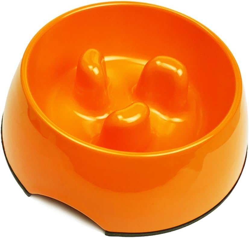 Durable Anti-Gulp Non-skid Slow Feed Pet Bowl, Healthy Design Bowl for Dog and Cat (S, Orange)