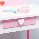 ZONEKIZ 4PC Kids Bedroom Furniture Set - Bed, Toy Box, Dressing Table, Pink view 8