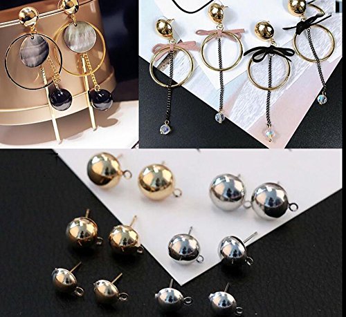 YOYOSTORE 100 Round Ball with Ring Iron Earrings Posts for Jewelry Earring Making Findings (Silvertone, 4mm)