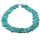 SUNYIK Green Howlite Turquoise Tumbled Stone Bib Necklace Collar Choker Strands 17.5 inches