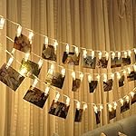 20 LED Photo Clips String Lights Christmas Lights Starry light Wall Decoration Light for Hanging Photos Paintings Pictures Card and Memos, 16.4 feet, Battery Powered, Warm White