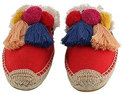 U-lite Women's Comfort Red Tassel & Fluffy Ball