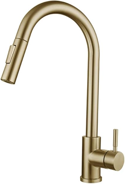 Grifo de cocina dorado llave de cocina con pulverizador extraíble y