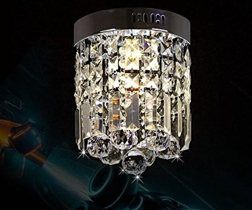3 Lights Crystal Chandelier, 6" W, 12'' H Flush Mount Ceiling Lamp Fixture for Corridor, Hallway or Small Room