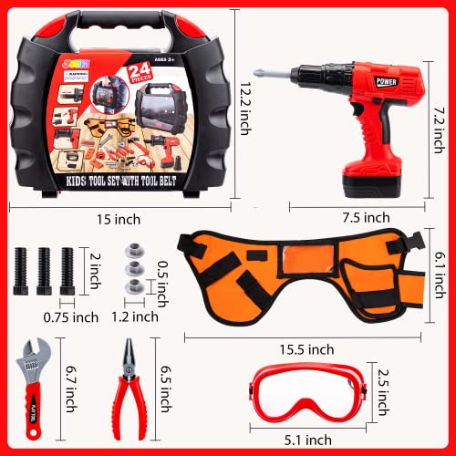 Tools For Kids JOYIN 19Pcs Kids Tool Set, Constuction Belt And