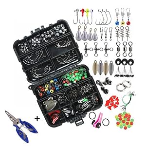 188pcs Kit Accessoires De Pêche Boîte De Pêche à La Carpe Ensemble Comprenant Des Crochets De Gabarit,des Pêches Pêche, Des Glissières De Ligne De Pêche, Des Perles De Ligne De Pêche+pince Offerte