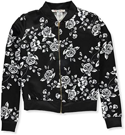Boho Girlz Baby Girls' "Flower Power" Flight Jacket - black, 10-12