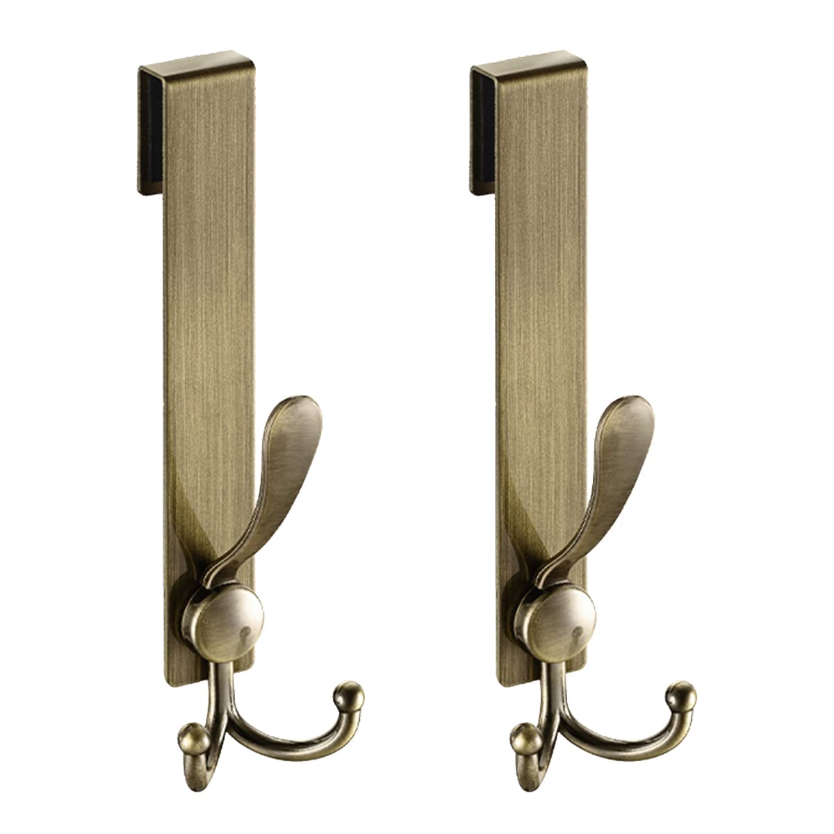 Flybath Shower Door Hooks 2 Pack 304 Stainless Steel Antique Robe Towel Hook Over Door Hooks for Bathroom Frameless Glass Shower Door, Brushed Bronze