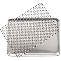 Nordic Ware Half Sheet with Oven Safe Nonstick Grid, 2 Piece Set, Natural