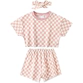 WESIDOM Toddler Girl Clothes Baby Girls Outfits 6M-5T Summer Floral Print Shirt+Shorts+Headband 3pcs Baby Clothing