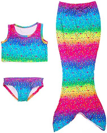 Girls' 3pcs Mermaid Tail Swimsuit Sea-Maid Bikini Mermaid Swimwear