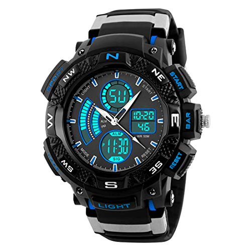 Digilog Rugged Blues Multi Function Dual Time Analog-Digital Sports Watch for Men & Boys (1211 Blue).