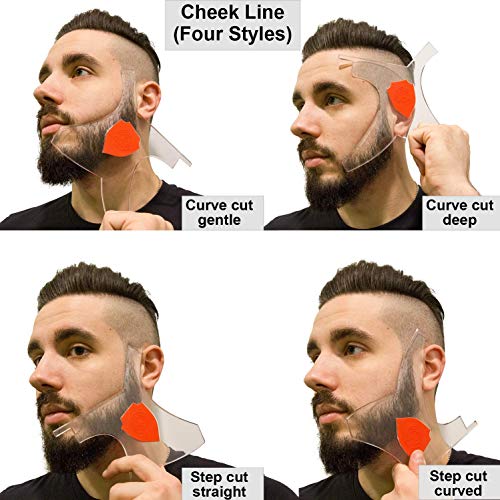 Aberlite Beard Shaper Kit w/Barber Pencil - Premium Shaping Tool - 100% Clear | Many Styles | Long Edges | - The Ultimate Beard/hair Lineup Tool (US Patent) - Beard Stencil Guide Template - Thumbnail 3