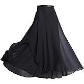 QIXIAMO Women's Chiffon Wrap Dance Skirt - Long Ballet Skirt - One Size (Wine, Light-Grey, Blue, Black, Rose-Red) - 80cm - Polyester-Fibre - Summer, Wedding, Dance Class, Performance, Costume