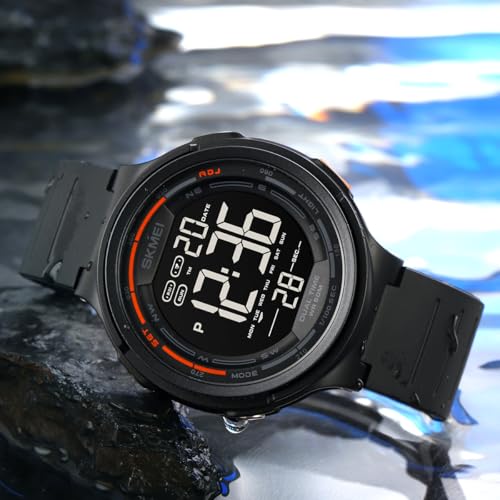 Relógio Digital Masculino Esportivo, Resistente à Água 50M, Display LCD Clara, Pulseira de Silicone Premium Macia, Multifuncional (Cronômetro/Alarme), Leve para Academia e Corrida Eletrônic