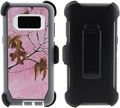 Galaxy S8 PLUS Case, 3-Layer Protection Military Grade Rugged Shockproof Defender Case for Samsung Galaxy S8+ Models (With Belt Clip Holster) (Pink Camo/Gray)