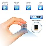 PJTech Mini Spy Camera 1080P HD Tiny Portable Hidden Camera with Night Vision and Motion Detection for Wireless Home Security or Nanny Cam, Not Wifi (Bonus 8GB Micro SD Card)