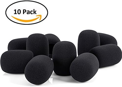 10 Pack Foam Mic Cover, Handheld Stage Microphone Windscreen Foam Cover Soft Sponge Karaoke Dust Cover (Black)